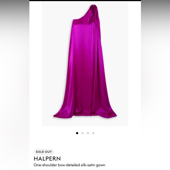 HALPERN silk-satin one shoulder gown